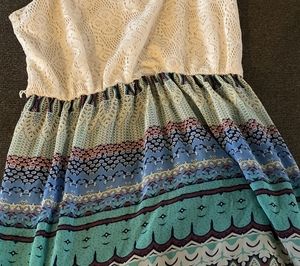 multi-layered,multi-colored skinny strap dress